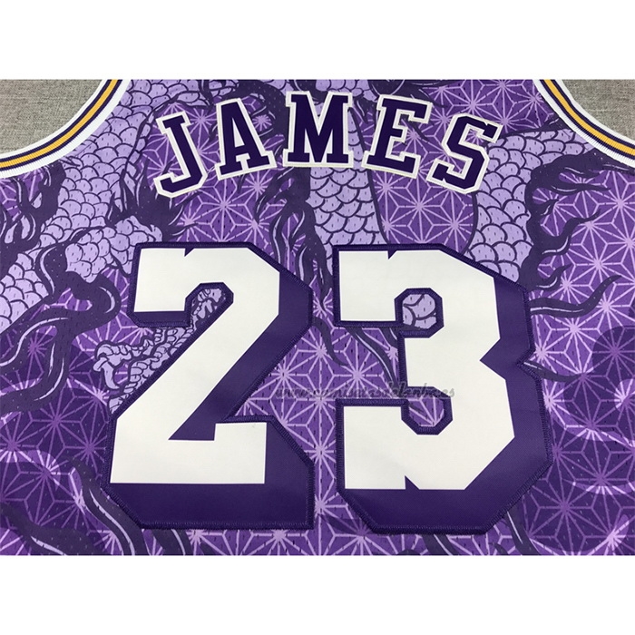 Camiseta Los Angeles Lakers Lebron James NO 23 Asian Heritage Throwback 2018-19 Violeta